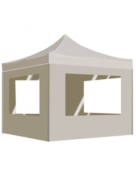 Gazebo Professionale Pieghevole Alluminio con Pareti 2x2m Crema