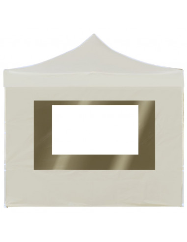 Gazebo Professionale Pieghevole Alluminio con Pareti 2x2m Crema