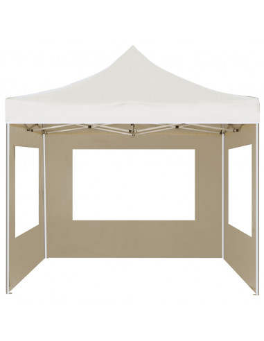 Gazebo Professionale Pieghevole Alluminio con Pareti 2x2m Crema