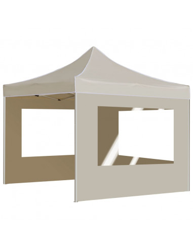 Gazebo Professionale Pieghevole Alluminio con Pareti 2x2m Crema