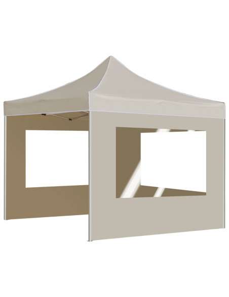 Gazebo Professionale Pieghevole Alluminio con Pareti 2x2m Crema