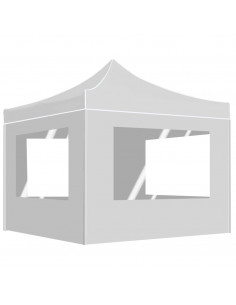 Gazebo Pieghevole con Pareti Alluminio 2x2 m Bianco 2