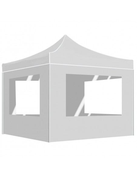 Gazebo Pieghevole con Pareti Alluminio 2x2 m Bianco