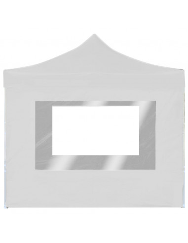 Gazebo Pieghevole con Pareti Alluminio 2x2 m Bianco