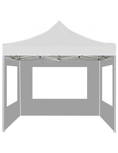 Gazebo Pieghevole con Pareti Alluminio 2x2 m Bianco
