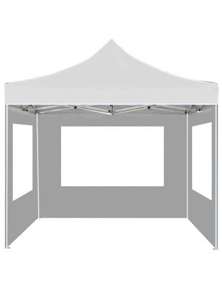 Gazebo Pieghevole con Pareti Alluminio 2x2 m Bianco