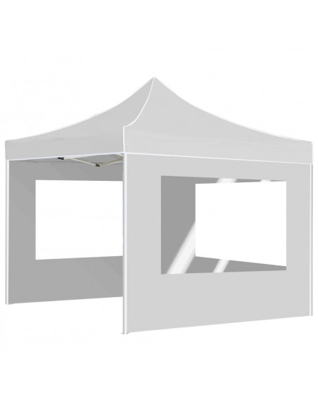 Gazebo Pieghevole con Pareti Alluminio 2x2 m Bianco