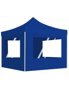 Gazebo Professionale Pieghevole Alluminio con Pareti 2x2m Blu 2