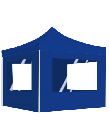 Gazebo Professionale Pieghevole Alluminio con Pareti 2x2m Blu