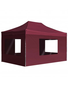 Gazebo Professionale Pieghevole Alluminio Pareti 4,5x3m Rosso 2