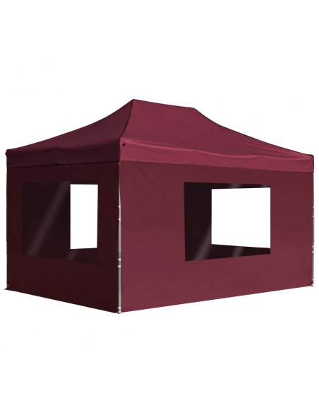 Gazebo Professionale Pieghevole Alluminio Pareti 4,5x3m Rosso