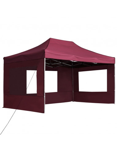 Gazebo Professionale Pieghevole Alluminio Pareti 4,5x3m Rosso