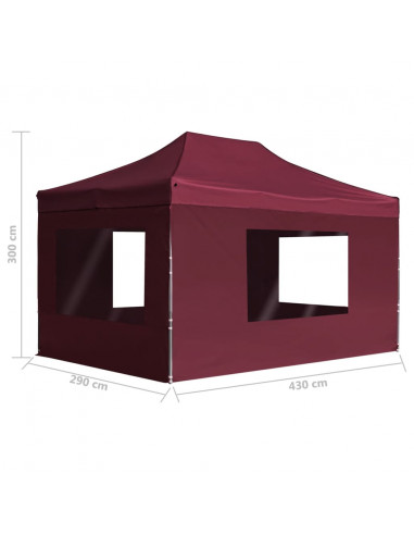Gazebo Professionale Pieghevole Alluminio Pareti 4,5x3m Rosso
