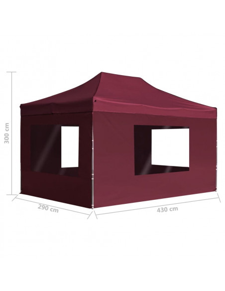 Gazebo Professionale Pieghevole Alluminio Pareti 4,5x3m Rosso