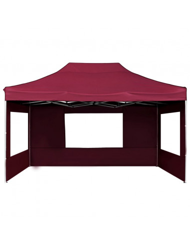 Gazebo Professionale Pieghevole Alluminio Pareti 4,5x3m Rosso