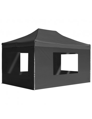 Gazebo Pieghevole con Pareti in Alluminio 4,5x3m Antracite