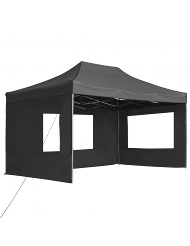 Gazebo Pieghevole con Pareti in Alluminio 4,5x3m Antracite