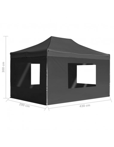 Gazebo Pieghevole con Pareti in Alluminio 4,5x3m Antracite
