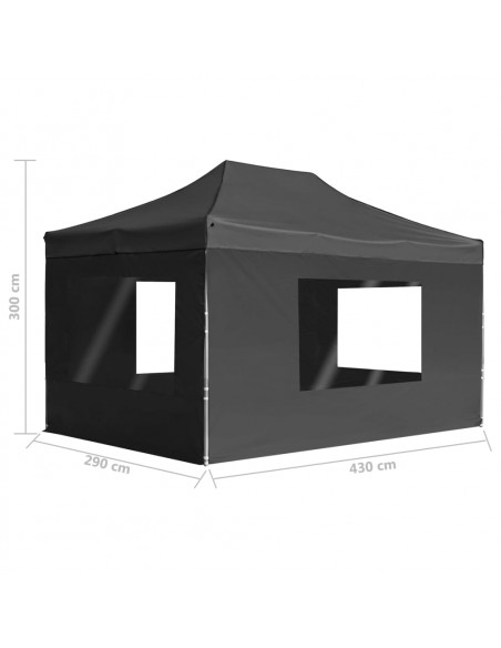 Gazebo Pieghevole con Pareti in Alluminio 4,5x3m Antracite