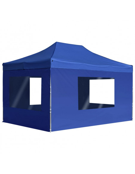 Gazebo Professionale Pieghevole Pareti Alluminio 4,5x3m Blu