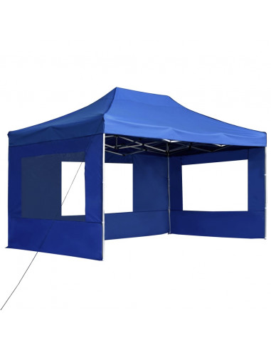 Gazebo Professionale Pieghevole Pareti Alluminio 4,5x3m Blu