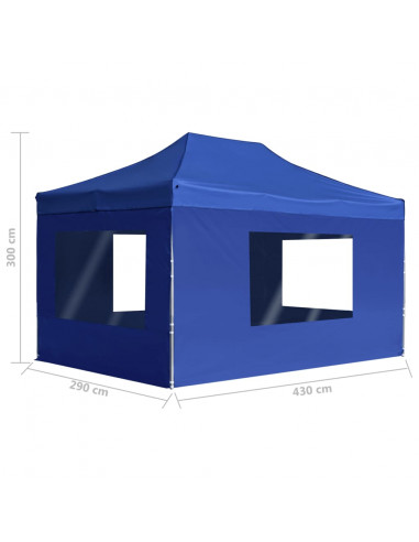Gazebo Professionale Pieghevole Pareti Alluminio 4,5x3m Blu