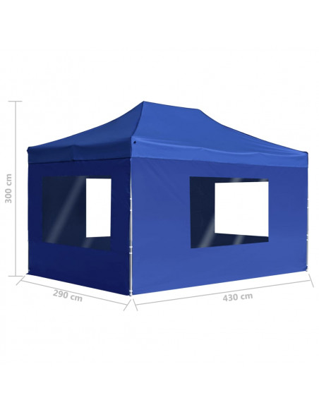 Gazebo Professionale Pieghevole Pareti Alluminio 4,5x3m Blu