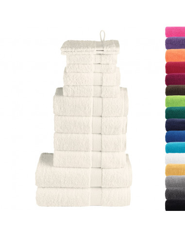 Set Asciugamani 12 pz Crema 600 gsm 100% Cotone