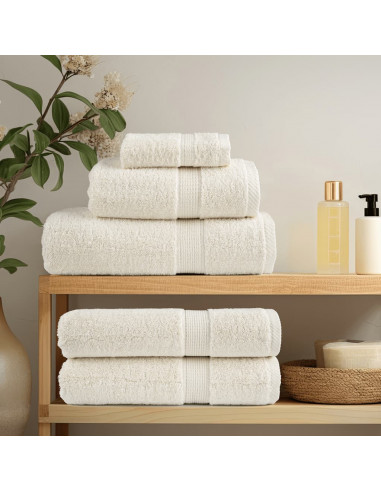 Set Asciugamani 12 pz Crema 600 gsm 100% Cotone