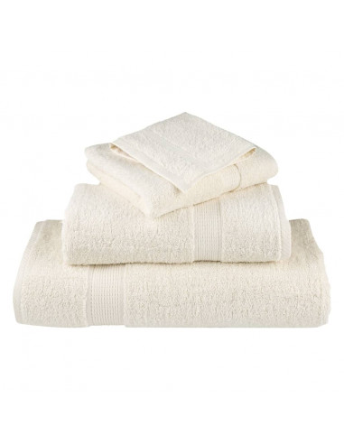 Set Asciugamani 12 pz Crema 600 gsm 100% Cotone