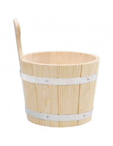 Set Secchiello e Mestolo da Sauna in Legno Massello di Pino
