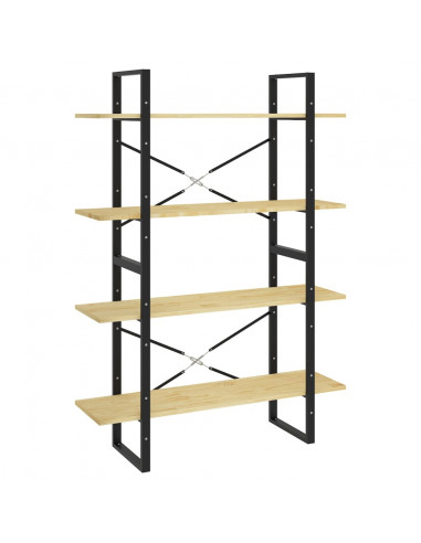 Libreria a 4 Ripiani 100x30x140 cm in Legno Massello di Pino