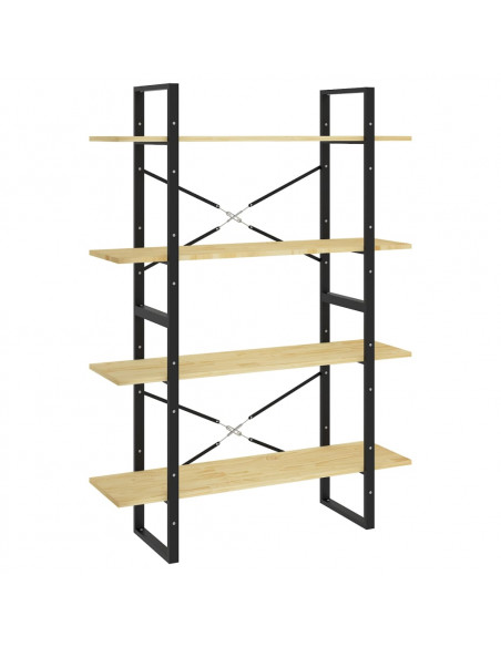 Libreria a 4 Ripiani 100x30x140 cm in Legno Massello di Pino