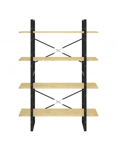 Libreria a 4 Ripiani 100x30x140 cm in Legno Massello di Pino
