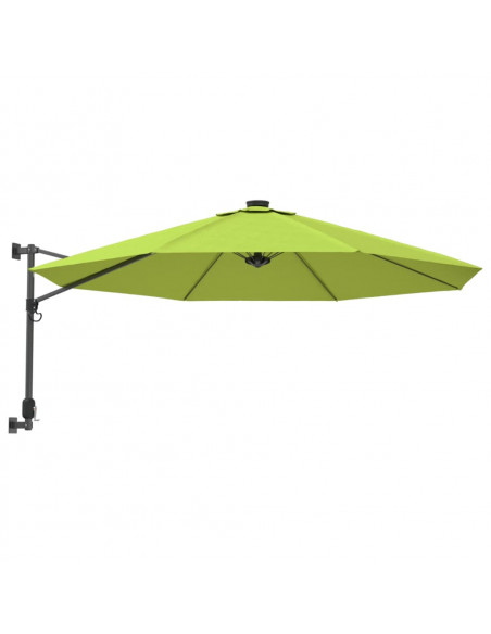 Ombrellone a Parete con LED Verde Mela 290 cm