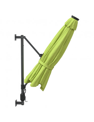 Ombrellone a Parete con LED Verde Mela 290 cm