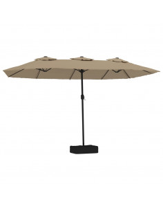 Ombrellone a Doppia Testa con LED Tortora 449x245 cm 2
