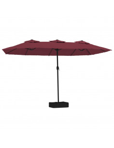 Ombrellone a Doppia Testa con LED Rosso Bordeaux 449x245 cm 2