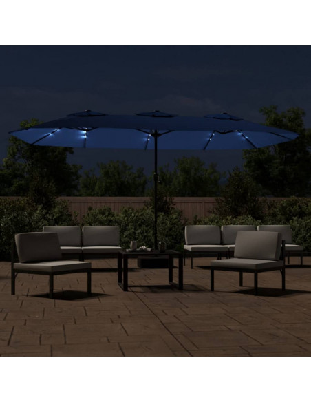Ombrellone a Doppia Testa con LED Azzurro 449x245 cm