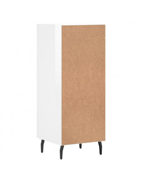 Credenza Bianco Lucido 34,5x34x90 cm in Legno Multistrato