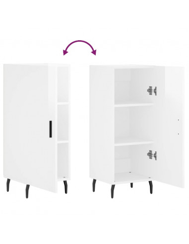 Credenza Bianco Lucido 34,5x34x90 cm in Legno Multistrato