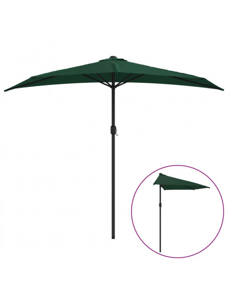 Ombrellone da Balcone Palo in Alluminio Verde 270x144 cm a Metà