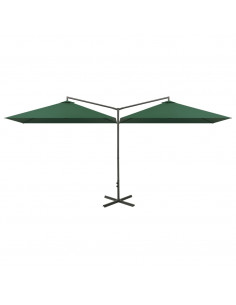 Ombrellone Doppio con Palo in Acciaio Verde 600x300 cm 2