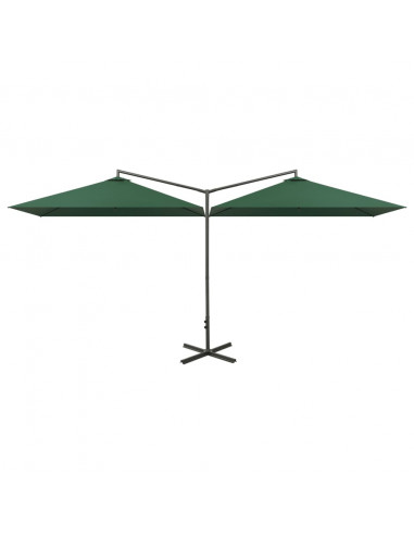 Ombrellone Doppio con Palo in Acciaio Verde 600x300 cm