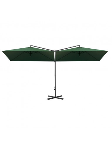 Ombrellone Doppio con Palo in Acciaio Verde 600x300 cm