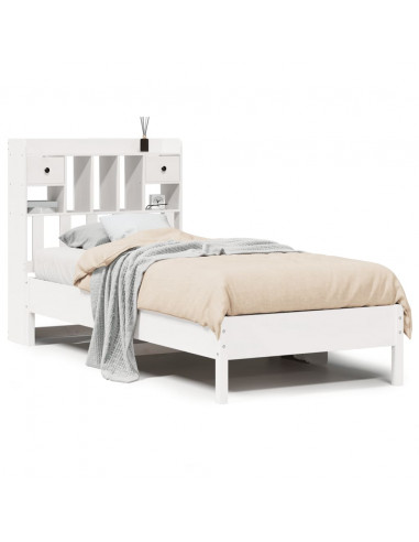 Letto Libreria senza Materasso Bianco 90x190 cm Massello Pino
