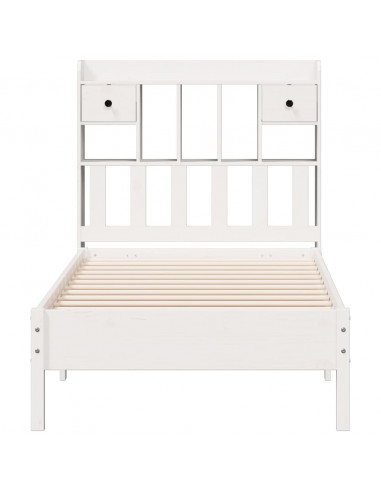 Letto Libreria senza Materasso Bianco 90x190 cm Massello Pino