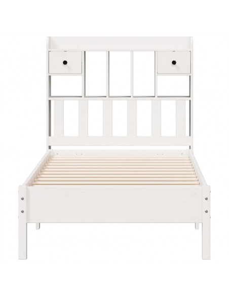 Letto Libreria senza Materasso Bianco 90x190 cm Massello Pino