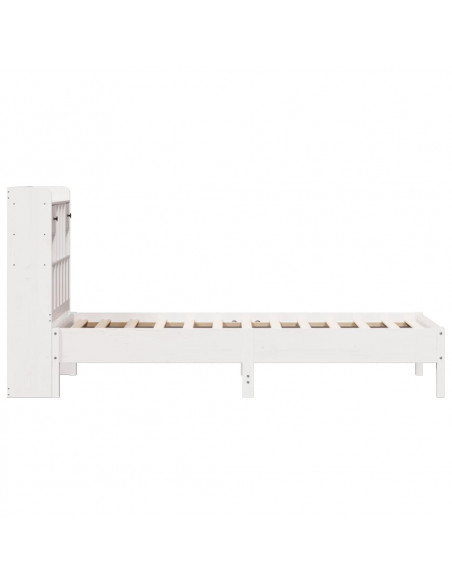 Letto Libreria senza Materasso Bianco 90x190 cm Massello Pino