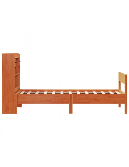 Letto Libreria senza Materasso Marrone Cera 90x190 cm in Pino